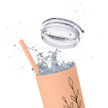 "Heather" Floral Skinny Tumbler with Straw, 20oz