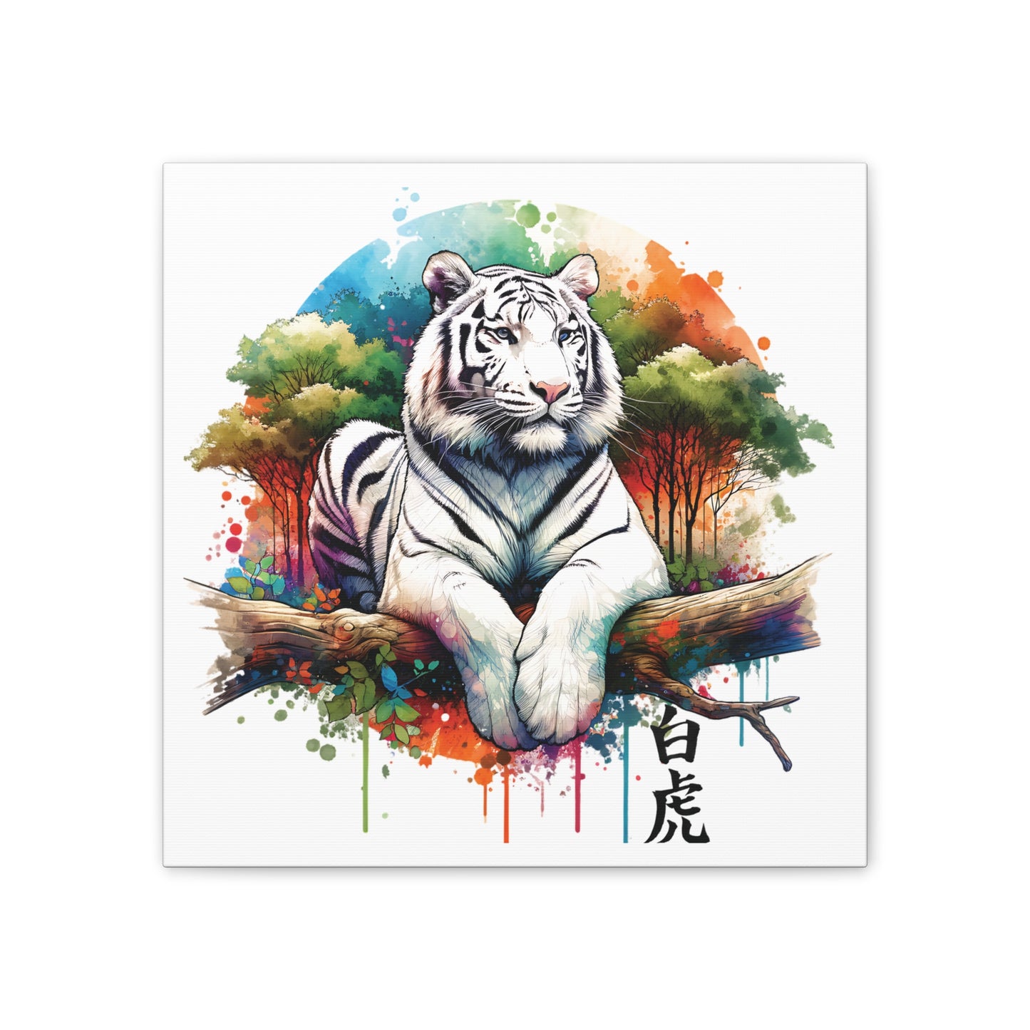 White Tiger on 16" x 16" Canvas