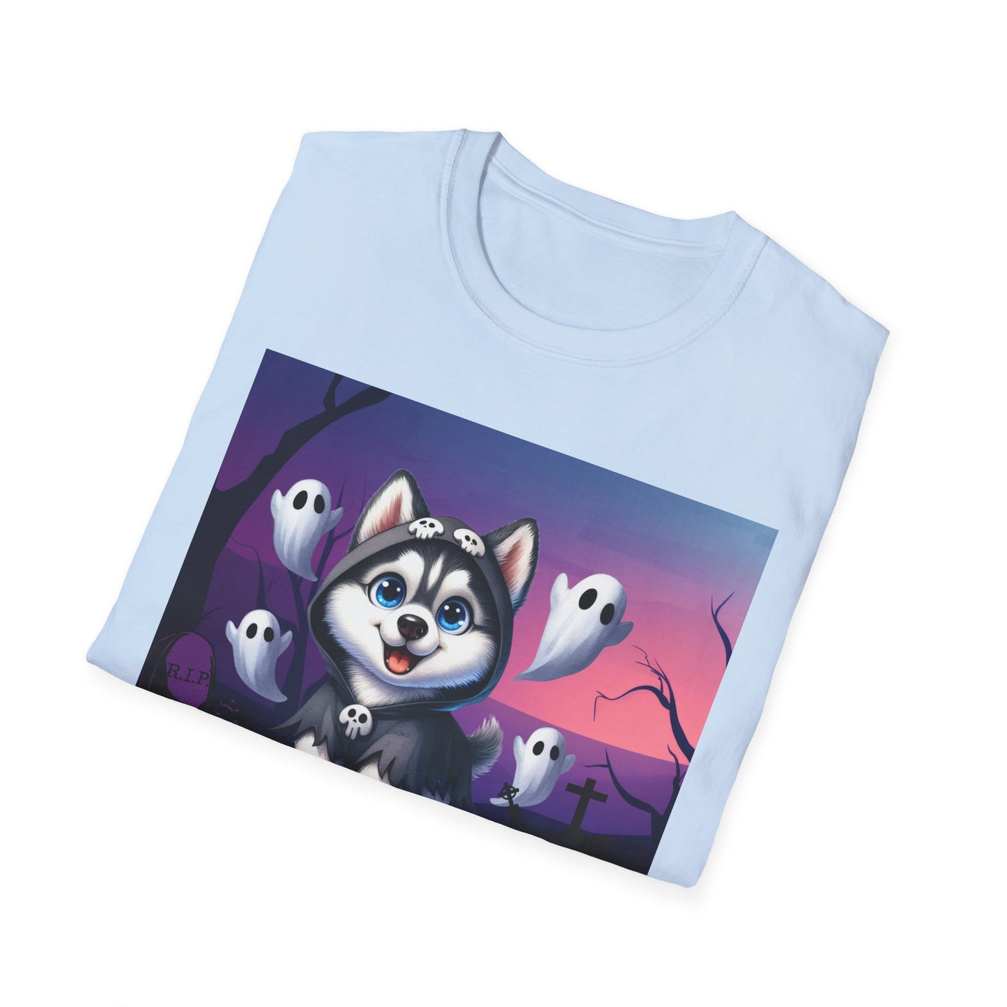 Unisex Softstyle T-Shirt - Husky and Ghosts