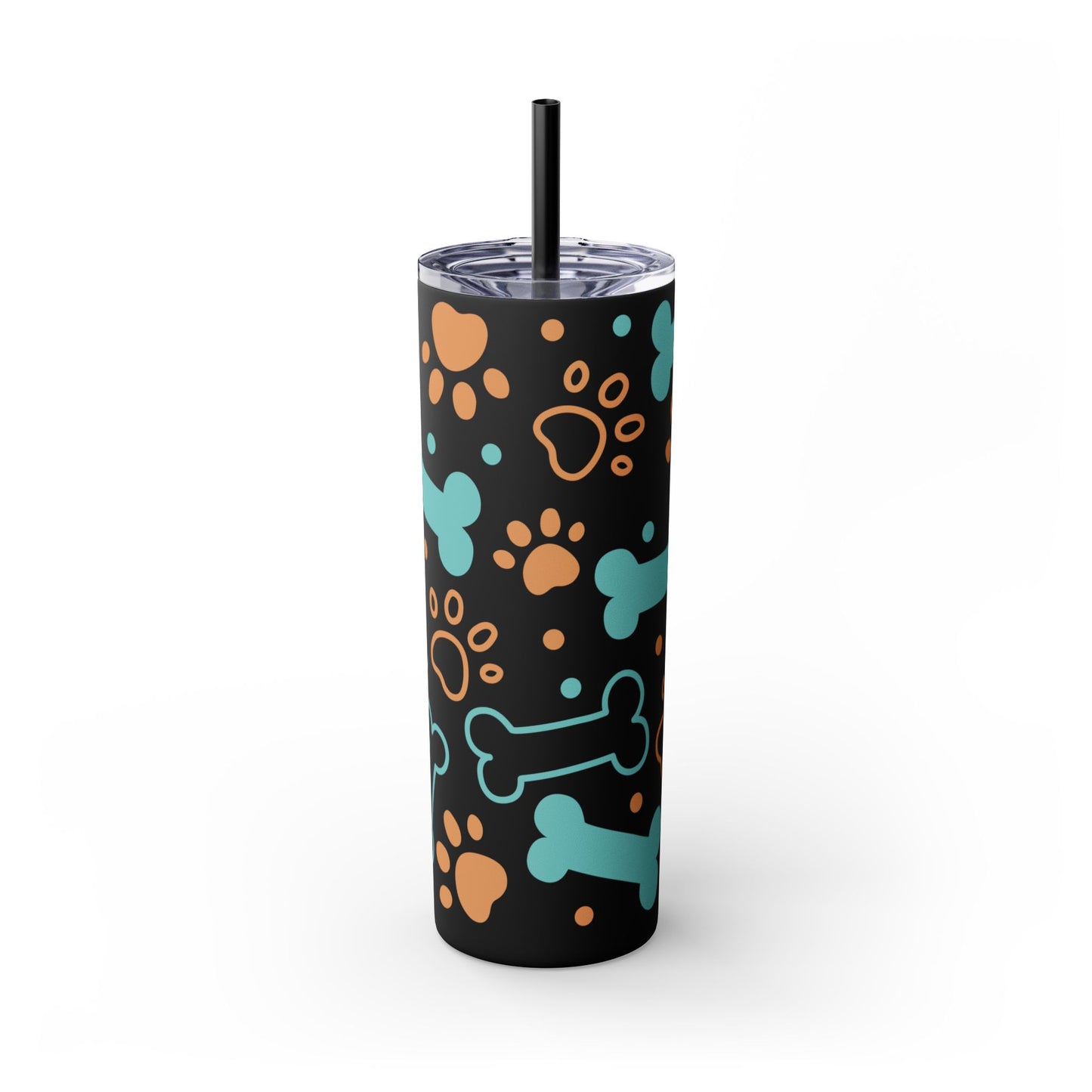 Paws and Bones Skinny Tumbler with Straw, 20oz