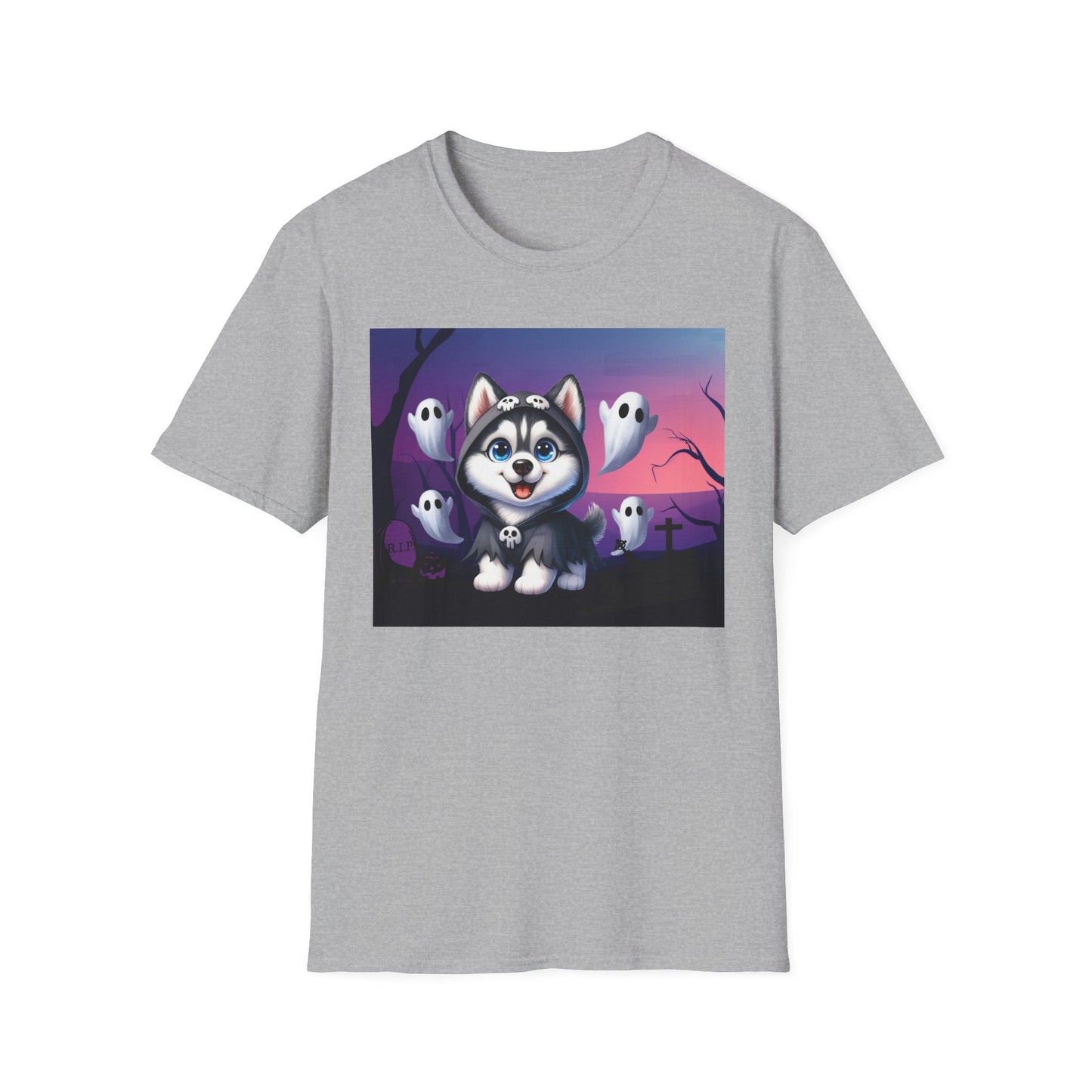 Unisex Softstyle T-Shirt - Husky and Ghosts