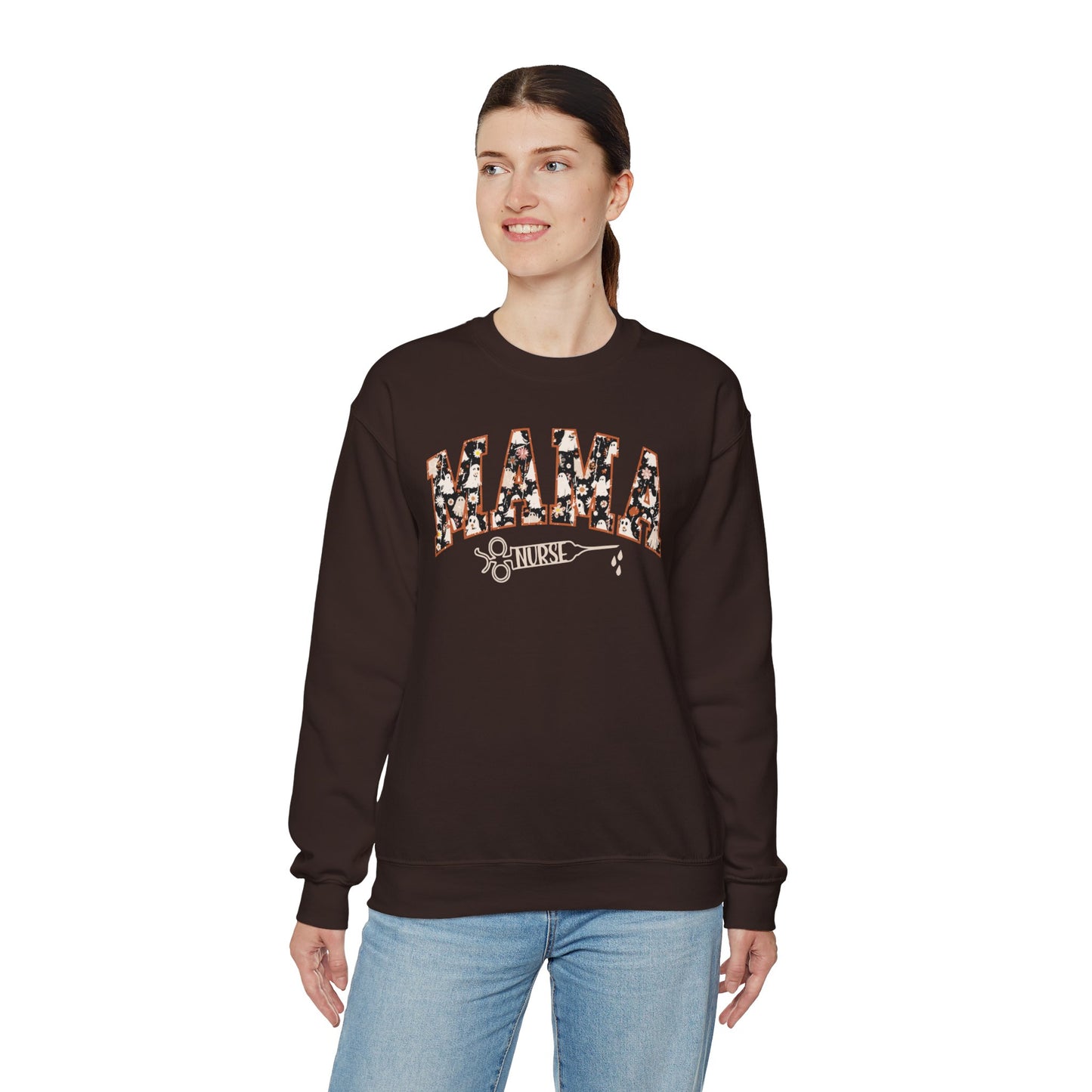 Unisex Heavy Blend™ Crewneck Sweatshirt - Halloween Mama Nurse