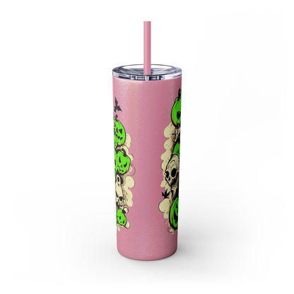 Neon Ghouls 'n Cats Eyes Skinny Tumbler with Straw, 20oz