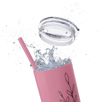 "Heather" Floral Skinny Tumbler with Straw, 20oz