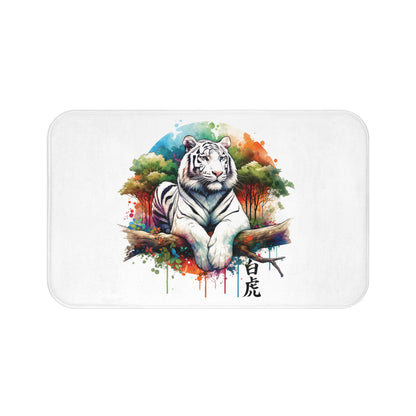 White Tiger Bath Mat