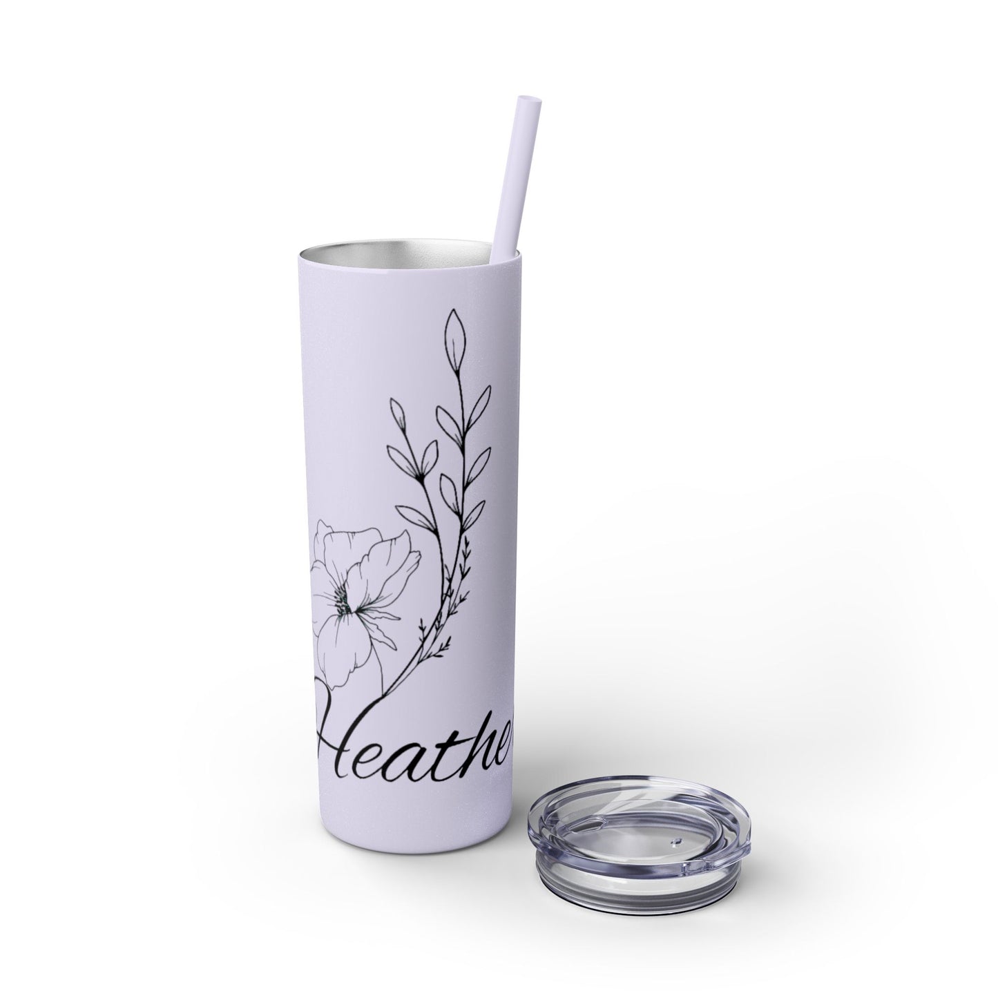 "Heather" Floral Skinny Tumbler with Straw, 20oz