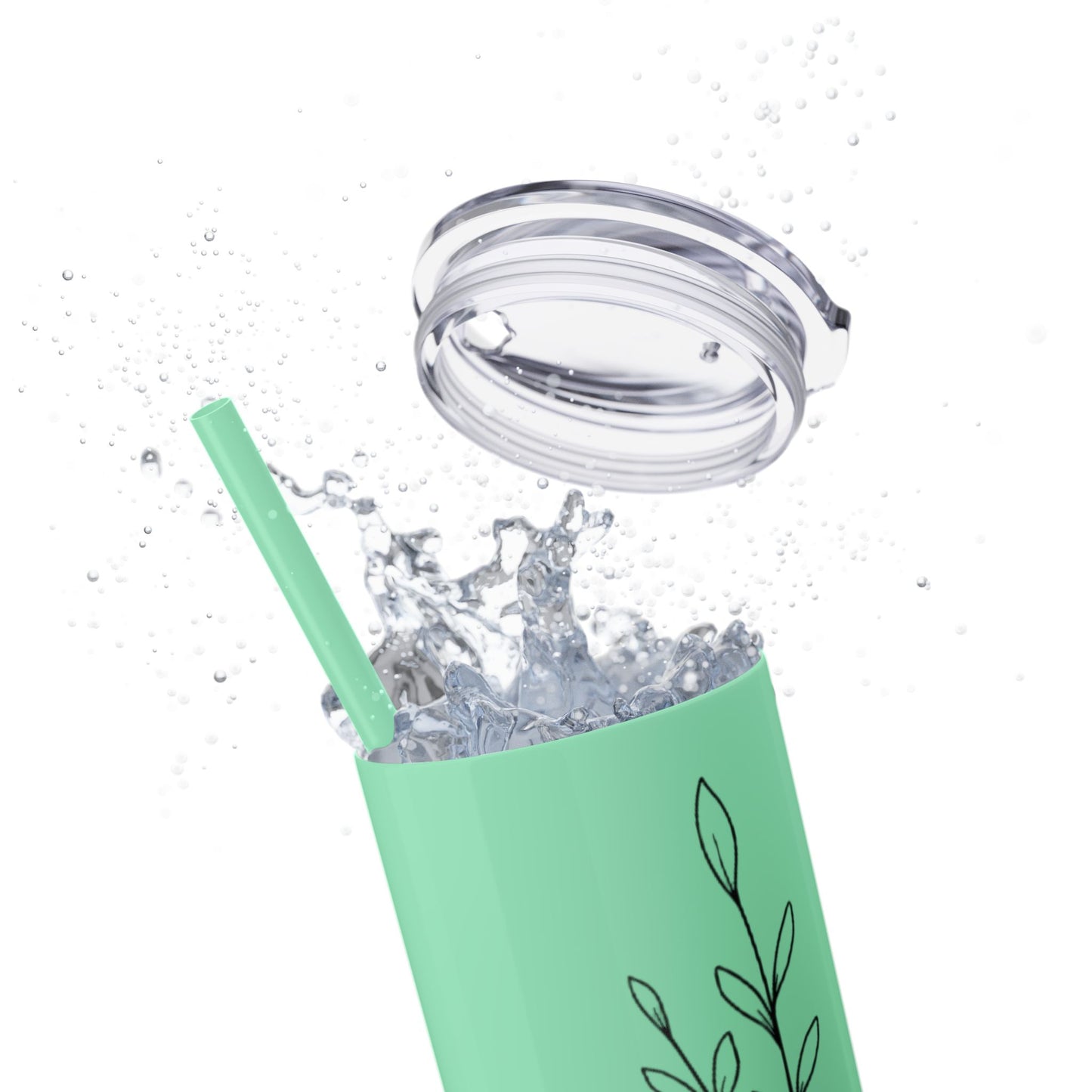 "Heather" Floral Skinny Tumbler with Straw, 20oz