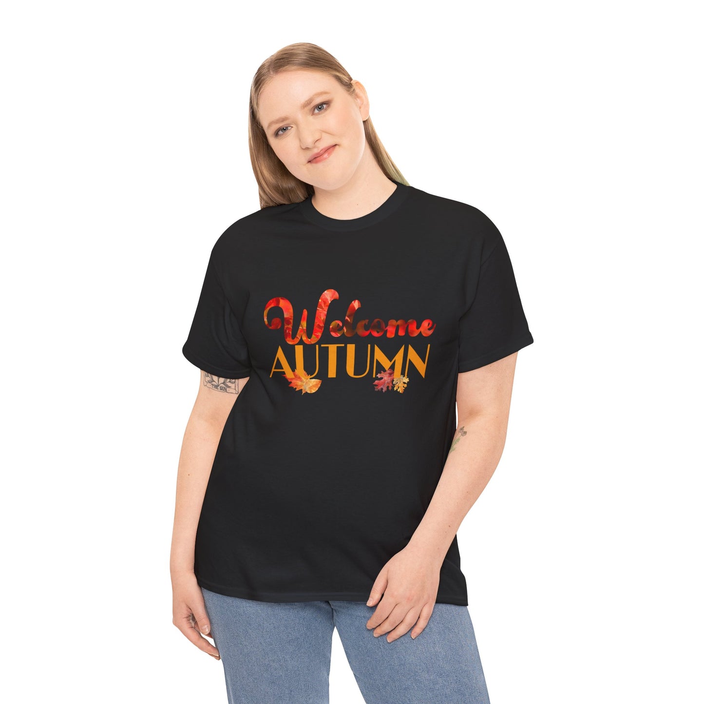 Welcome Autumn Leaves - Unisex Heavy Cotton Tee