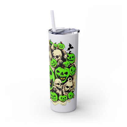 Neon Ghouls 'n Cats Eyes Skinny Tumbler with Straw, 20oz