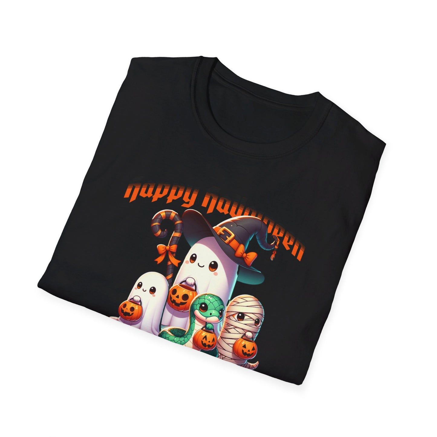 Halloween T-Shirt Snake. This cute whimsical Mama snake and her hatchlings are out on the town for a night of Halloween fun.