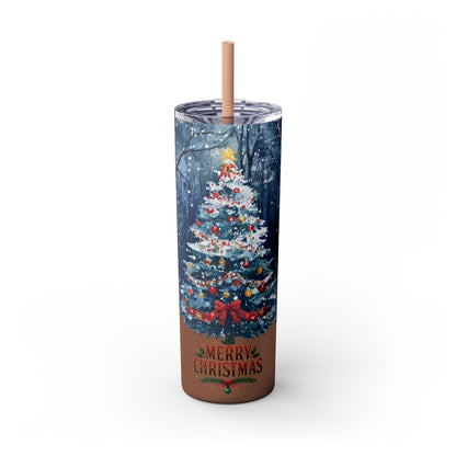 Merry Christmas Skinny Tumbler with Straw, 20oz