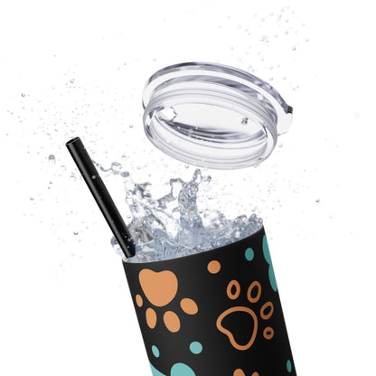 Paws and Bones Skinny Tumbler with Straw, 20oz