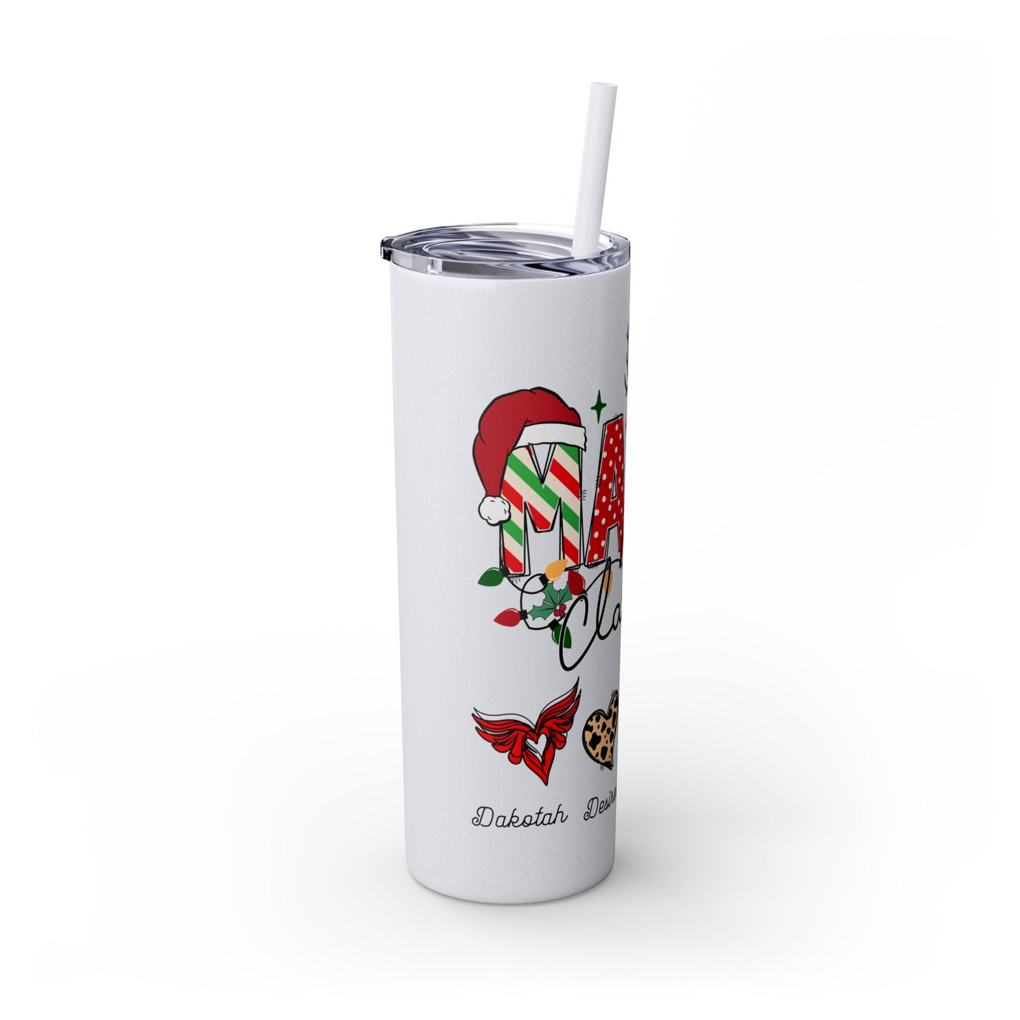 Mama Claus Personalized Skinny Tumbler with Straw, 20oz