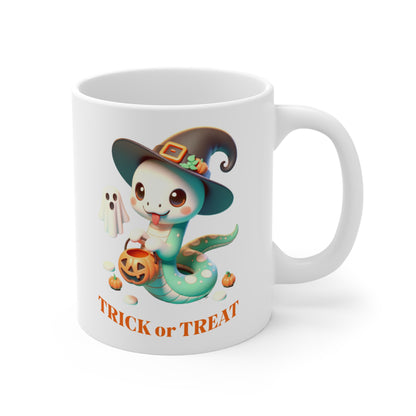 Halloween Witch Snake - Mug 11oz  Cute whimsical snake dressed as a witch and ready for a Halloween night of Trick or Treating