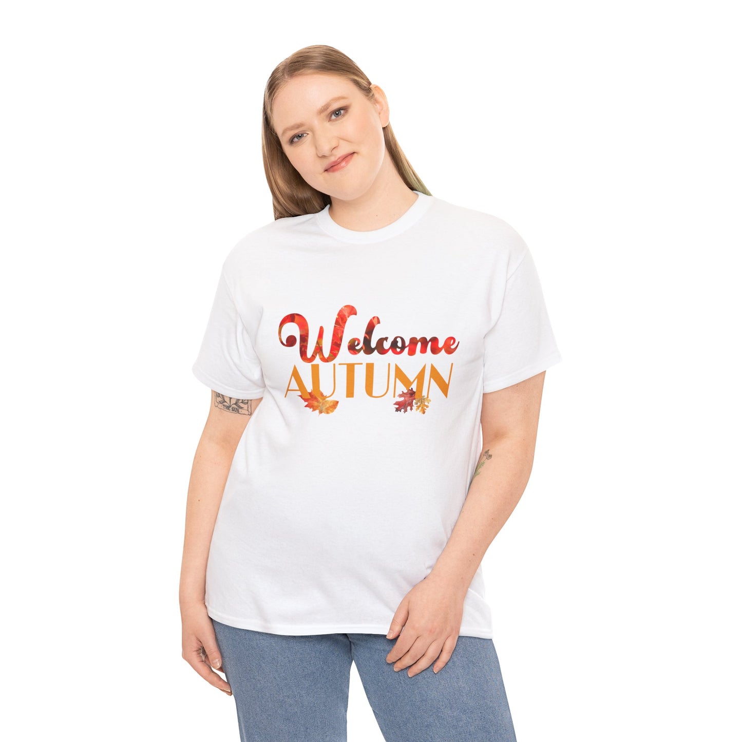 Welcome Autumn Leaves - Unisex Heavy Cotton Tee