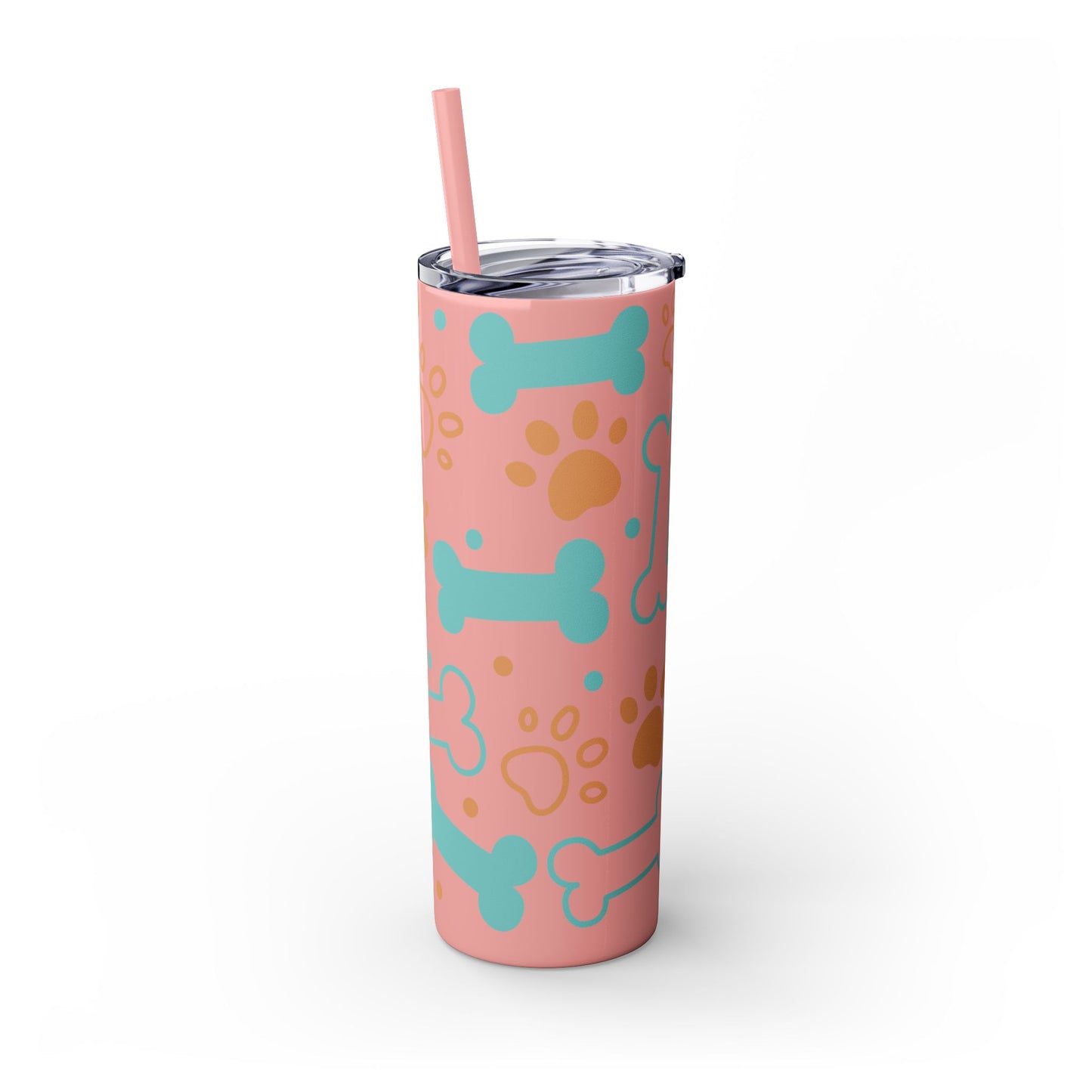 Paws and Bones Skinny Tumbler with Straw, 20oz