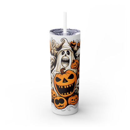 Ghouls and Pumpkins Skinny Tumbler with Straw, 20oz