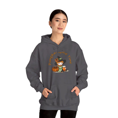 Pumpkin Spice Witch Hooded Sweatshirt - Keep warm this Fall wearing this Adorable Halloween Witch hoodie, who's enjoying her Pumpkin Spice