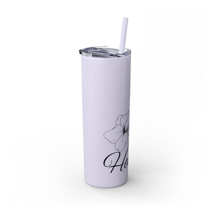 "Heather" Floral Skinny Tumbler with Straw, 20oz