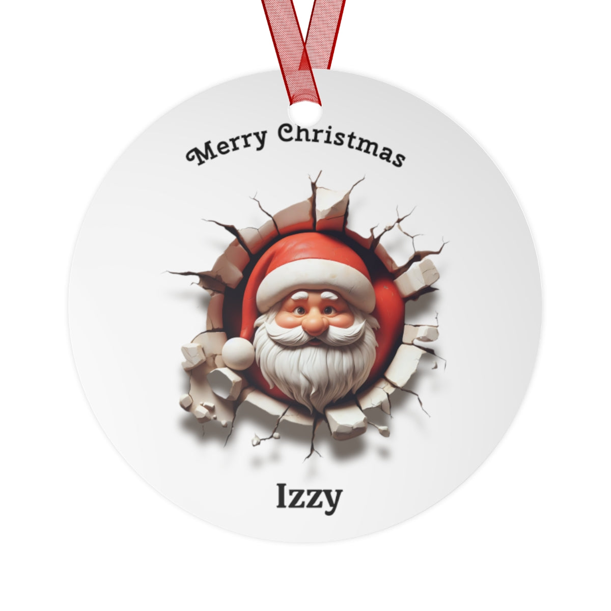 3D Metal Ornaments - Santa with Personalization