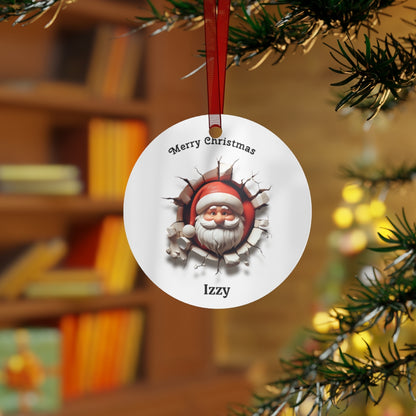 3D Metal Ornaments - Santa with Personalization